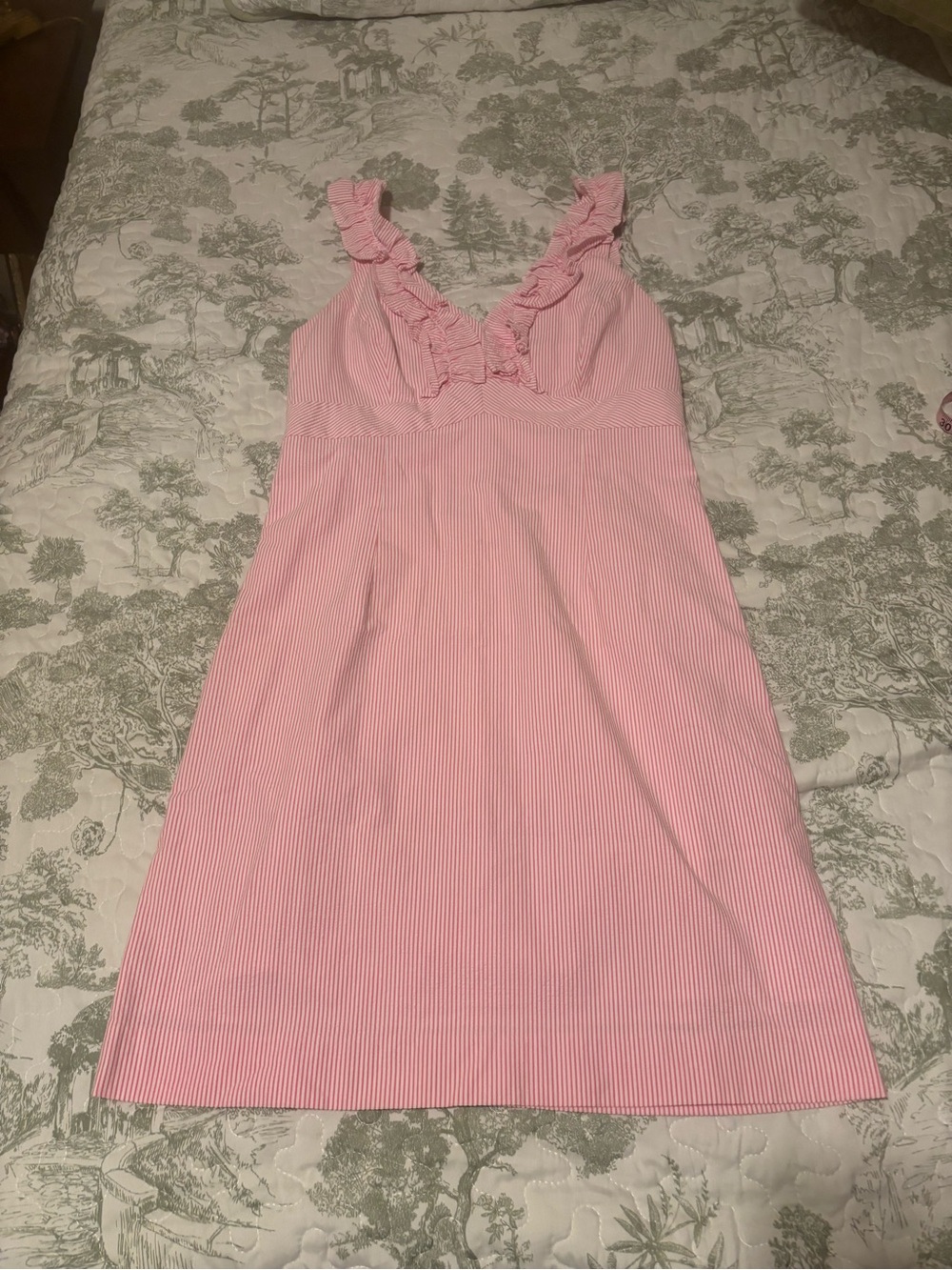 Lilly Pulitzer sz 8 Phoebe Pink White stripe Mini Dress Sundress seersucker - Picture 3 of 15